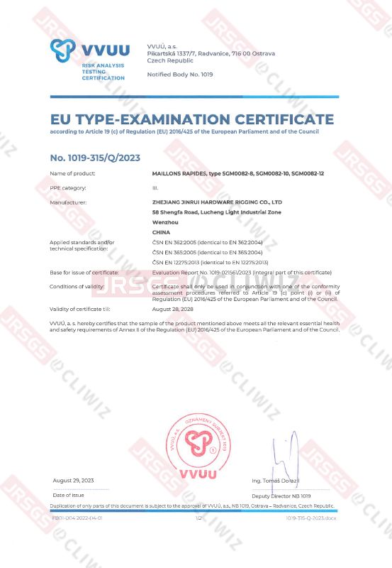 CERTIFICADO CE SGM0082-8, 10 y 12 mm
