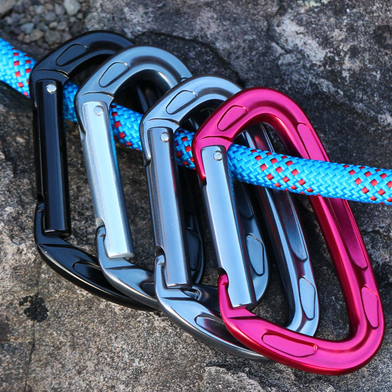 Hebilla de monta&ntilde;ismo Equipo de escalada para monta&ntilde;ismo al aire libre Gancho de seguridad tipo D resistente al desgaste Hebilla de aleaci&oacute;n de aluminio