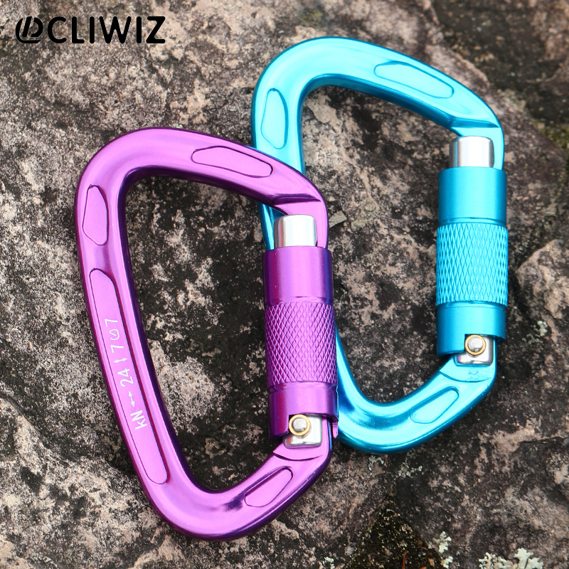 Hebilla de monta&ntilde;ismo Monta&ntilde;ismo al aire libre Equipo de escalada Cerradura autom&aacute;tica tipo D resistente al desgaste Gancho de seguridad Aleaci&oacute;n de aluminio Cerradura principal autom&aacute;tica de 2 etapas