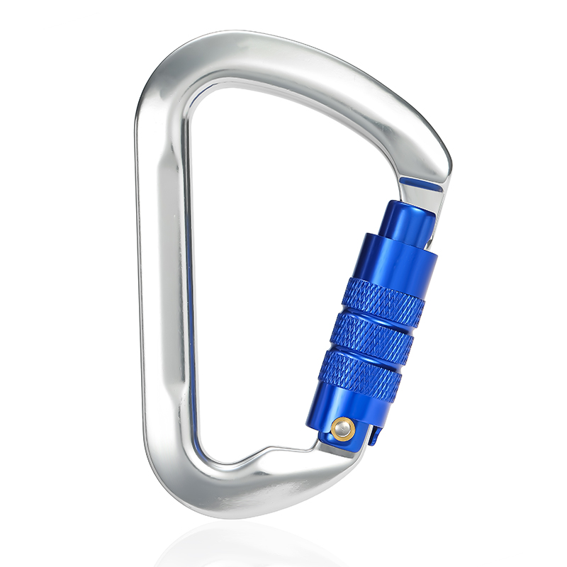 Hebilla de monta&ntilde;ismo Equipo de escalada al aire libre Resistente al desgaste Gancho de seguridad tipo D Aleaci&oacute;n de aluminio Cerradura principal autom&aacute;tica de 2 etapas