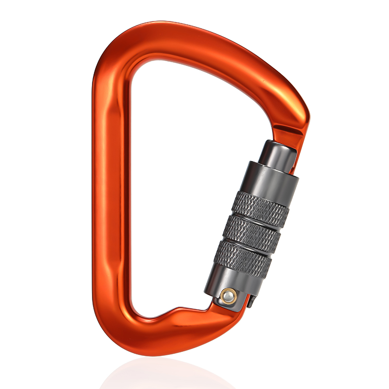 Hebilla de monta&ntilde;ismo Equipo de escalada al aire libre Resistente al desgaste Gancho de seguridad tipo D Aleaci&oacute;n de aluminio Cerradura principal autom&aacute;tica de 2 etapas