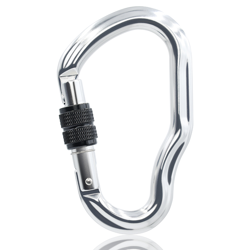 Hebilla de alpinismo Equipo de escalada para monta&ntilde;ismo al aire libre Resistente al desgaste Gancho de seguridad tipo HMS Aleaci&oacute;n de aluminio Cerradura principal roscada Cerradura principal