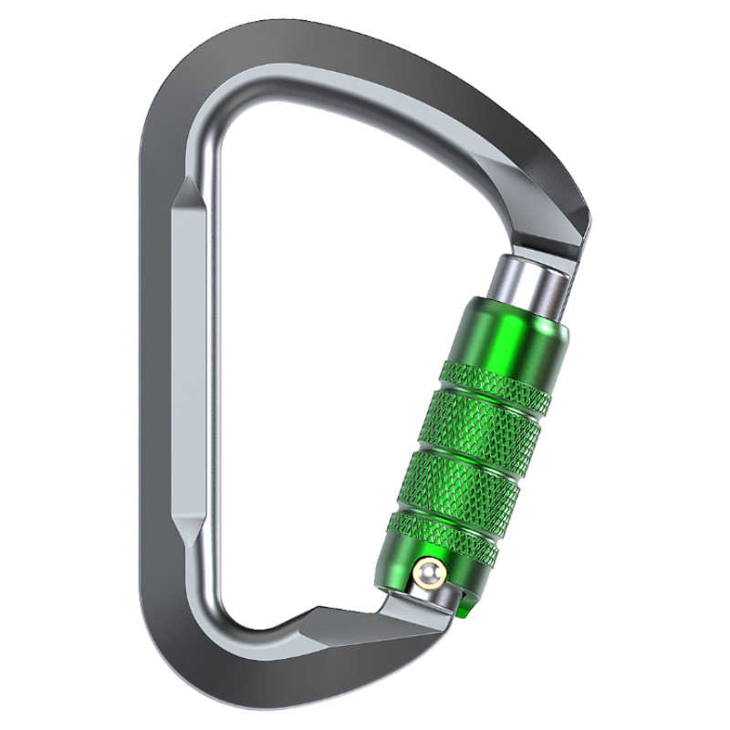 Hebilla de alpinismo Equipo de escalada para monta&ntilde;ismo al aire libre Gancho de seguridad tipo D resistente al desgaste Cerradura principal autom&aacute;tica de 3 secciones de aleaci&oacute;n de aluminio