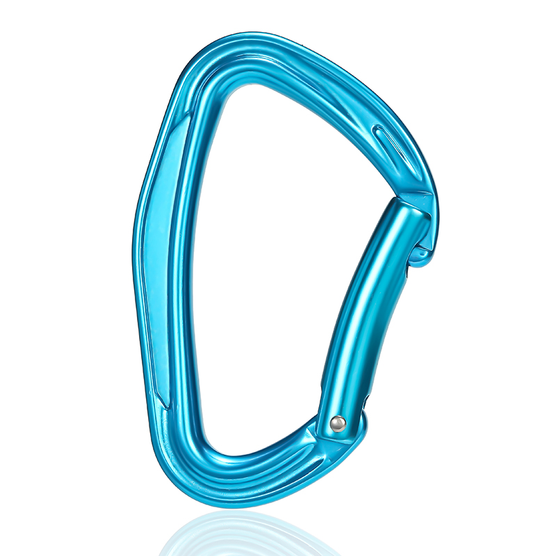 Hebilla de monta&ntilde;ismo, equipo de escalada para exteriores, Gancho de seguridad tipo D resistente al desgaste, puerta curva de aleaci&oacute;n de aluminio, suspensi&oacute;n r&aacute;pida