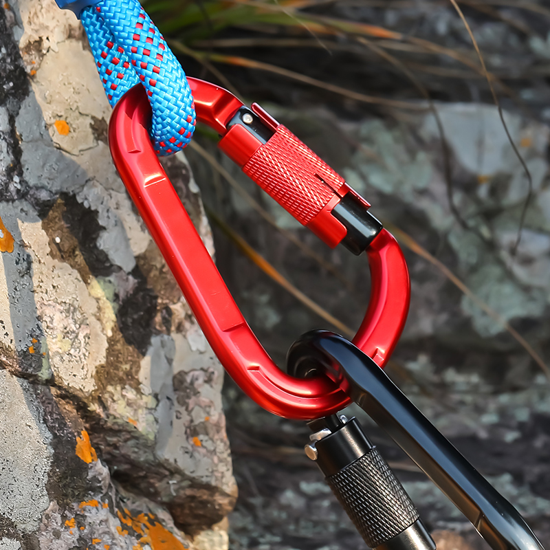 Hebilla de alpinismo Equipo de escalada al aire libre Resistente al desgaste Cerradura autom&aacute;tica en forma de pera Candado Gancho de seguridad Aleaci&oacute;n de aluminio Cerradura principal autom&aacute;tica de 2 etapas