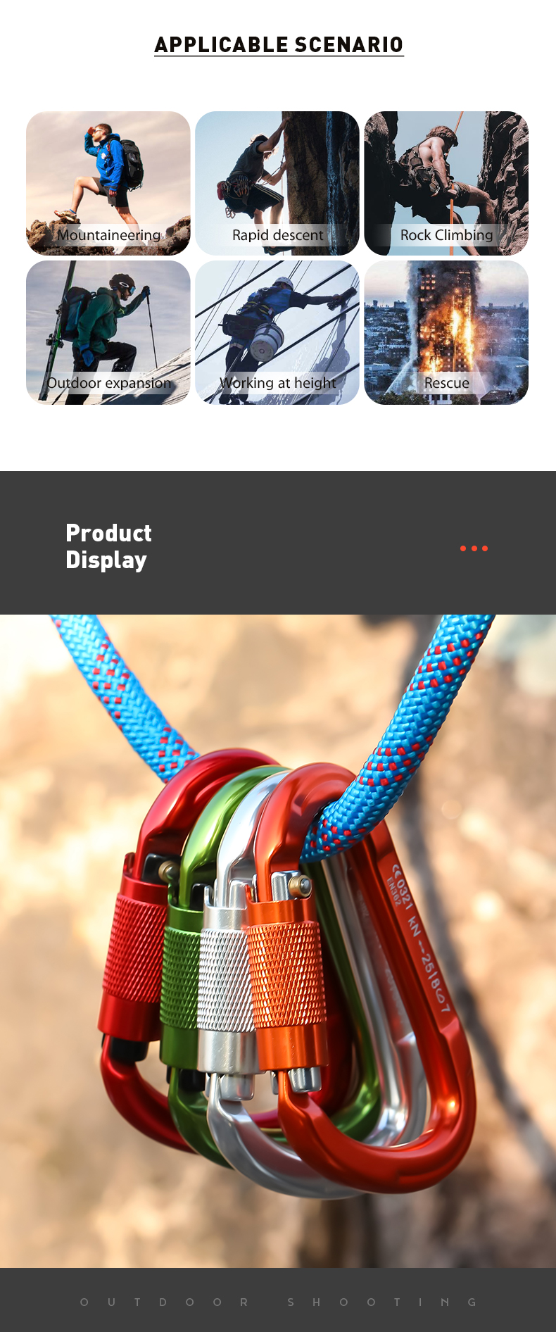 Hebilla de montañismo Equipo de escalada al aire libre Resistente al desgaste Cerradura automática en forma de pera Gancho de seguridad Aleación de aluminio Cerradura principal automática de 2 etapas
