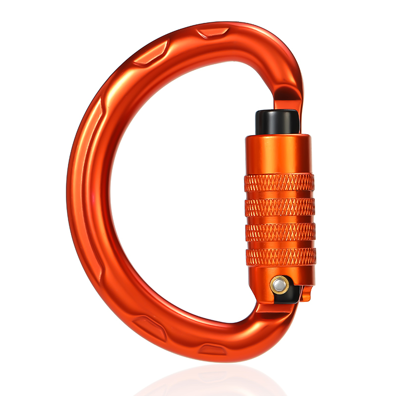 Hebilla de monta&ntilde;ismo, equipo de escalada para exteriores, gancho de seguridad semicircular resistente al desgaste, candado principal autom&aacute;tico de 3 secciones de aleaci&oacute;n de aluminio