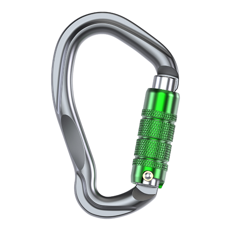 Hebilla de alpinismo Equipo de escalada para monta&ntilde;ismo al aire libre Resistente al desgaste Equipo de escalada tipo HMS Cerradura principal autom&aacute;tica de 3 etapas de aleaci&oacute;n de aluminio