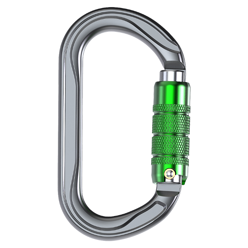 Hebilla de monta&ntilde;ismo Monta&ntilde;ismo al aire libre Equipo de escalada Gancho de seguridad aplanador en forma de O resistente al desgaste Aleaci&oacute;n de aluminio Cerradura principal autom&aacute;tica de 3 etapas