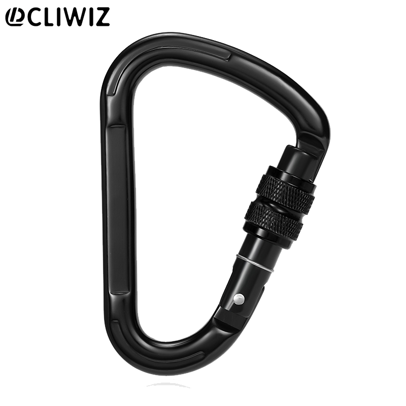 Hebilla de monta&ntilde;ismo Equipo de escalada al aire libre Resistente al desgaste Gancho de seguridad en forma de pera Cerradura principal roscada de aleaci&oacute;n de aluminio