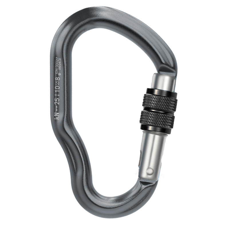 Hebilla de alpinismo Equipo de escalada para monta&ntilde;ismo al aire libre Resistente al desgaste Gancho de seguridad tipo HMS Aleaci&oacute;n de aluminio Cerradura principal roscada Cerradura principal