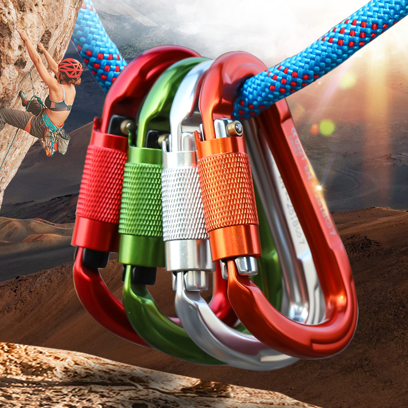 Hebilla de alpinismo Equipo de escalada al aire libre Resistente al desgaste Cerradura autom&aacute;tica en forma de pera Candado Gancho de seguridad Aleaci&oacute;n de aluminio Cerradura principal autom&aacute;tica de 2 etapas