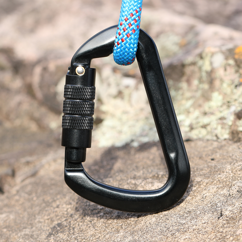 Hebilla de monta&ntilde;ismo Equipo de escalada al aire libre Resistente al desgaste Gancho de seguridad tipo D Aleaci&oacute;n de aluminio Cerradura principal autom&aacute;tica de 2 etapas