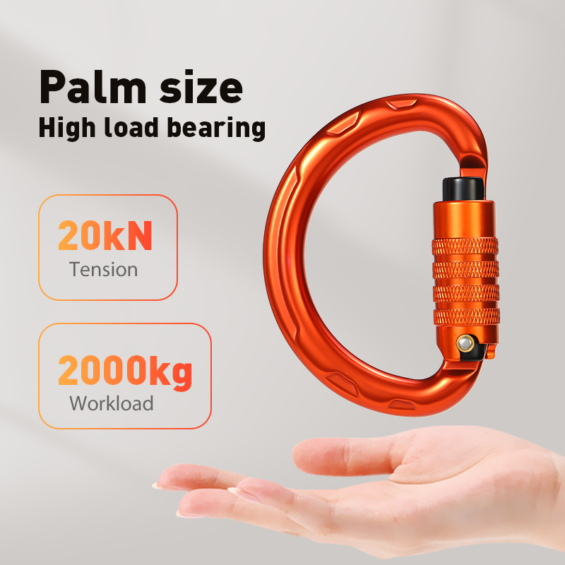 Hebilla de monta&ntilde;ismo, equipo de escalada para exteriores, gancho de seguridad semicircular resistente al desgaste, candado principal autom&aacute;tico de 3 secciones de aleaci&oacute;n de aluminio