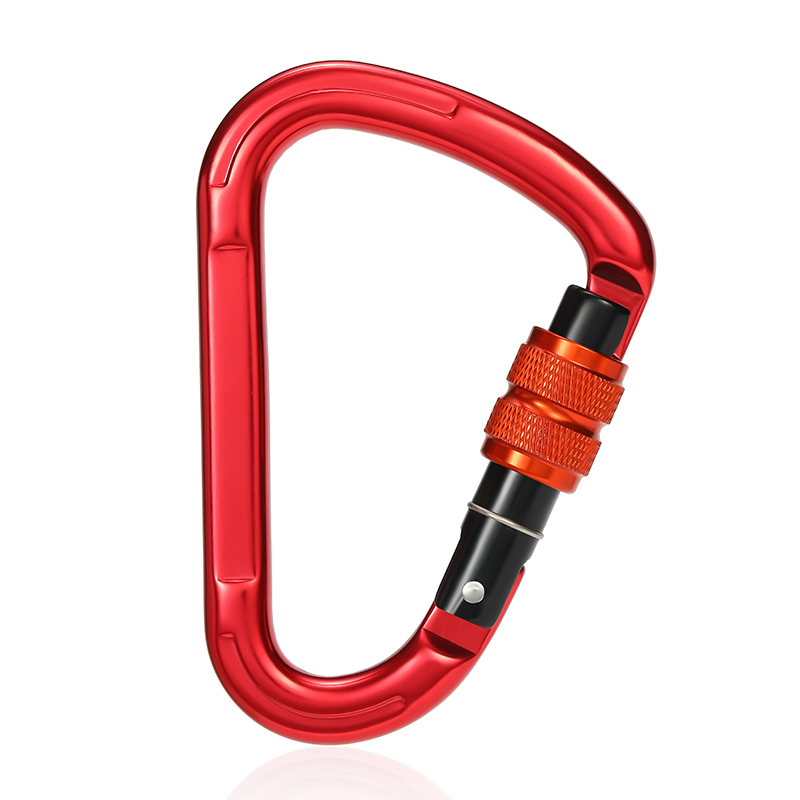 Hebilla de monta&ntilde;ismo Equipo de escalada al aire libre Resistente al desgaste Gancho de seguridad en forma de pera Cerradura principal roscada de aleaci&oacute;n de aluminio