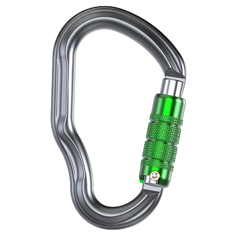 Hebilla de alpinismo Equipo de escalada para monta&ntilde;ismo al aire libre Resistente al desgaste Equipo de escalada tipo HMS Cerradura principal autom&aacute;tica de 3 etapas de aleaci&oacute;n de aluminio