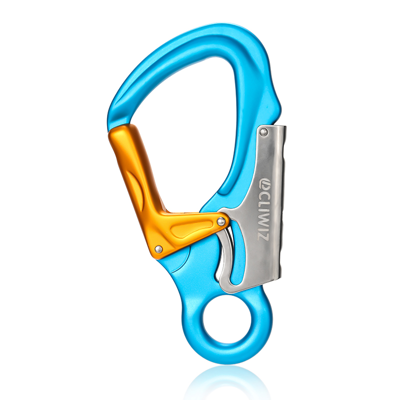 Hebilla de monta&ntilde;ismo, Equipo de escalada para exteriores, gancho de seguridad tipo K resistente al desgaste, bloqueo principal autom&aacute;tico de dos etapas de aleaci&oacute;n de aluminio