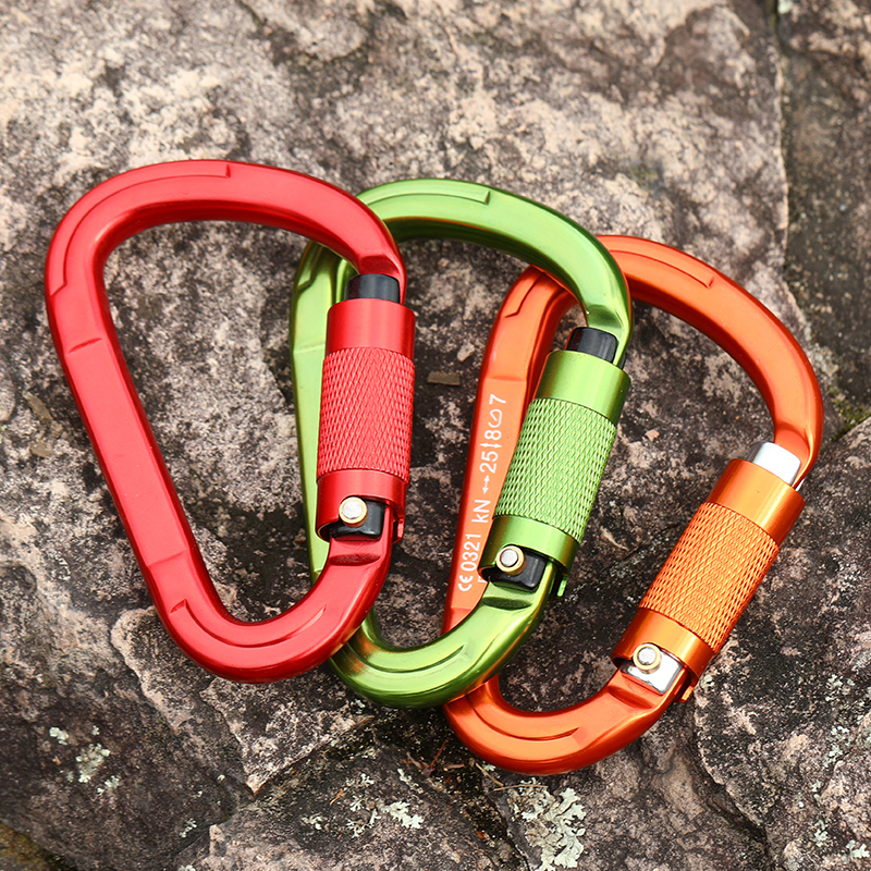 Hebilla de alpinismo Equipo de escalada al aire libre Resistente al desgaste Cerradura autom&aacute;tica en forma de pera Candado Gancho de seguridad Aleaci&oacute;n de aluminio Cerradura principal autom&aacute;tica de 2 etapas