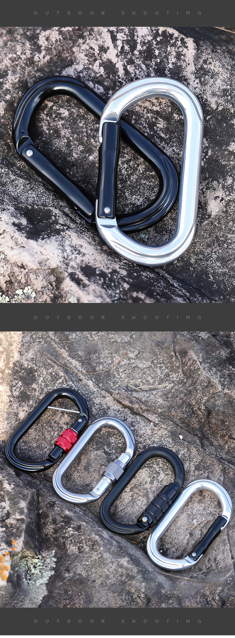 Hebilla de Montañismo equipo de escalada al aire libre resistente al desgaste gancho de seguridad en forma de O puerta recta de aleación de aluminio colgante rápido