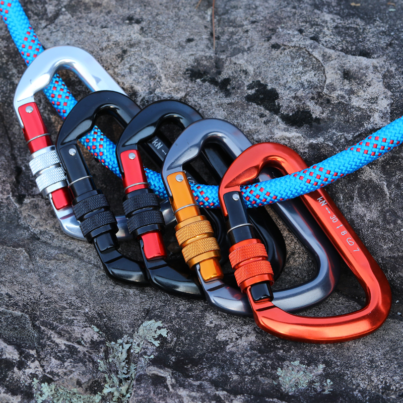 Hebilla de monta&ntilde;ismo Equipo de escalada al aire libre Gancho de seguridad tipo D resistente al desgaste Hilo de aleaci&oacute;n de aluminio