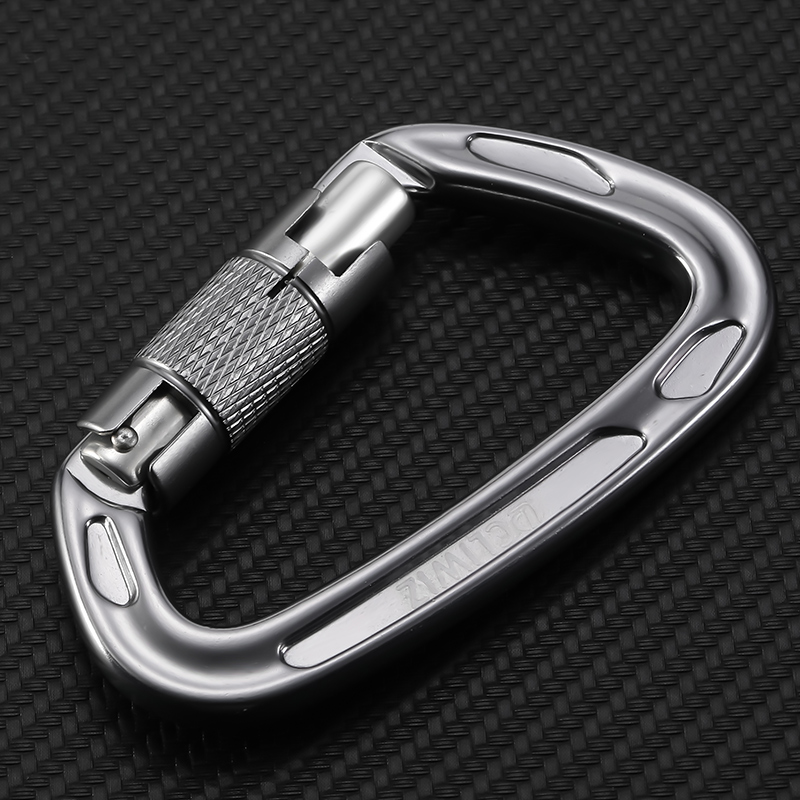 Hebilla de monta&ntilde;ismo Monta&ntilde;ismo al aire libre Equipo de escalada Cerradura autom&aacute;tica tipo D resistente al desgaste Gancho de seguridad Aleaci&oacute;n de aluminio Cerradura principal autom&aacute;tica de 2 etapas