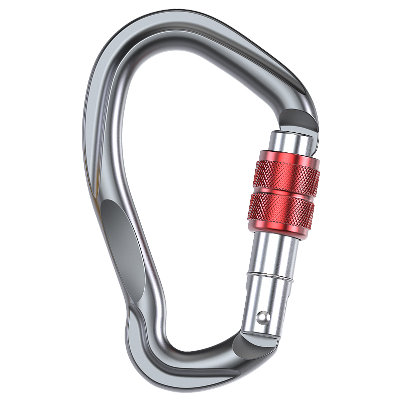 Hebilla de alpinismo Equipo de escalada para monta&ntilde;ismo al aire libre Resistente al desgaste Gancho de seguridad tipo HMS Aleaci&oacute;n de aluminio Cerradura principal roscada Cerradura principal
