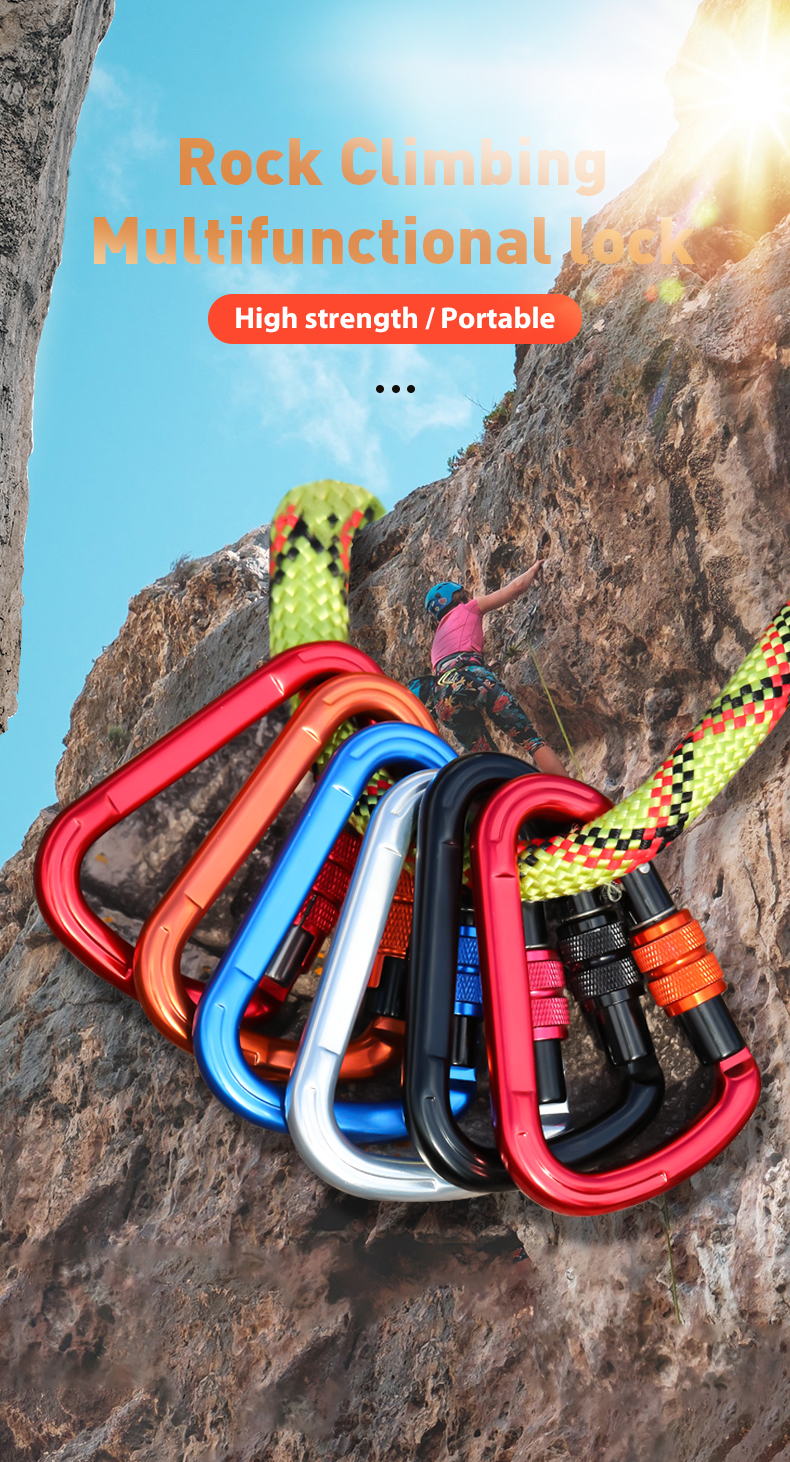 Hebilla de Montañismo equipo de escalada al aire libre resistente al desgaste gancho de seguridad en forma de pera cerradura principal roscada de aleación de aluminio